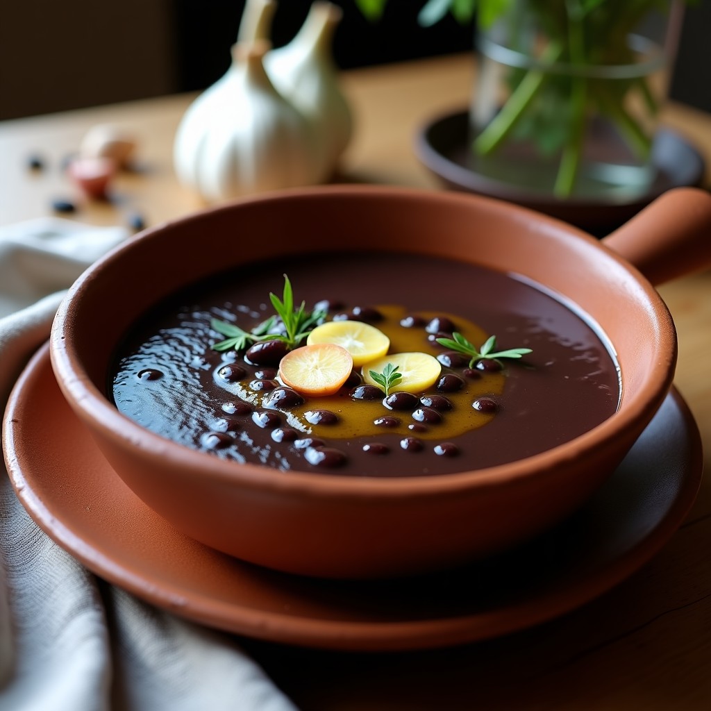 Sopa Crema de Porotos Negros con Ajo Negro: Receta Reconfortante y Alta en Proteína en 30 Minutos