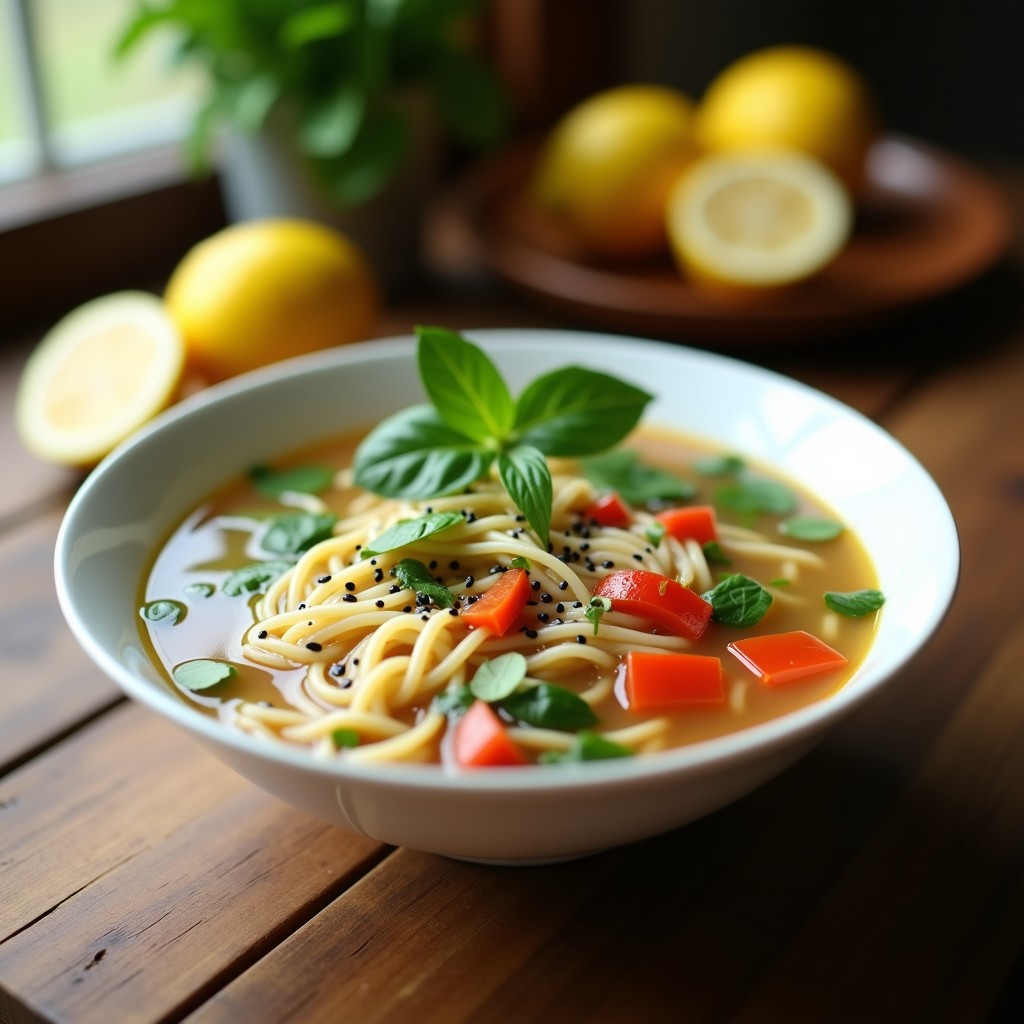 Sopa de Fideos de Arroz con Limón y Cilantro: Receta Vegana y Detox en 10 Minutos