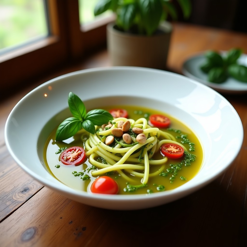 Sopa de Fideos de Calabacín y Albahaca: Receta Italiana Baja en Calorías