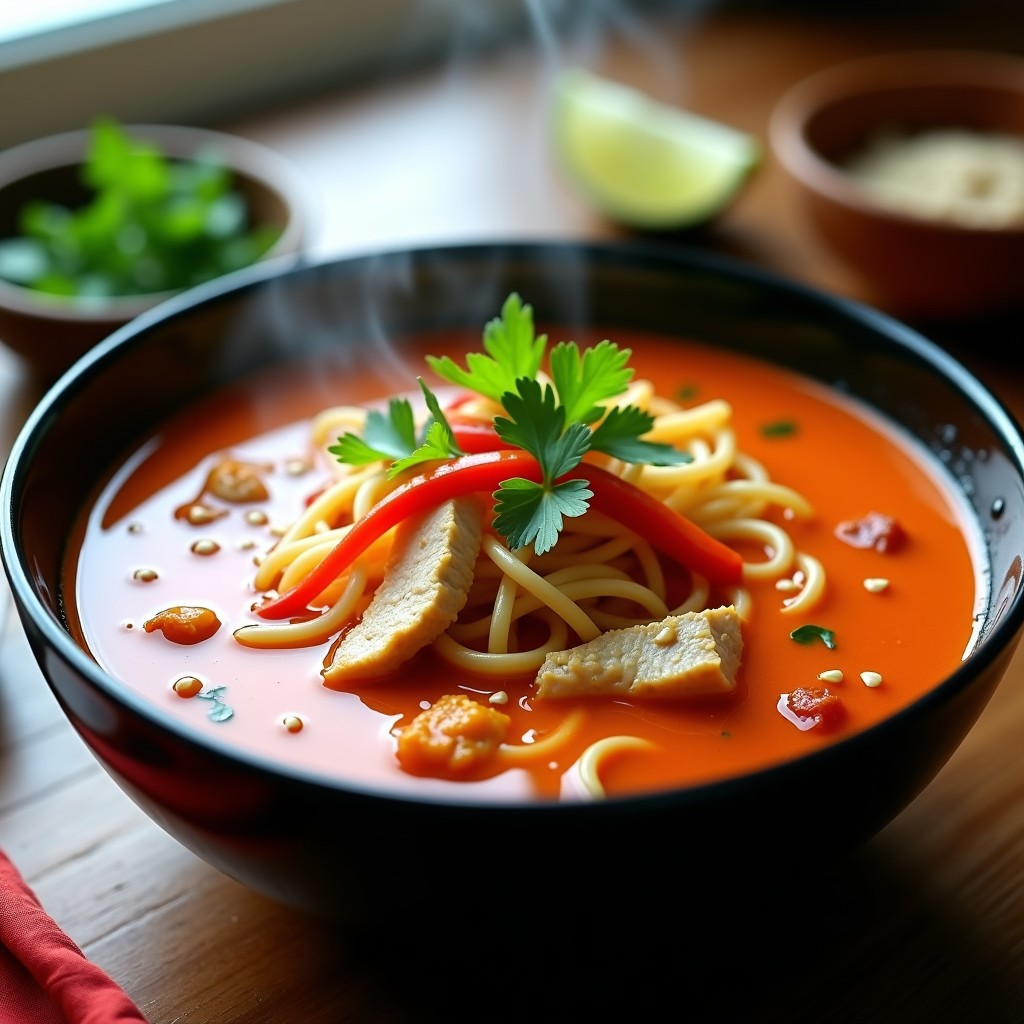 Sopa de Fideos Shirataki con Curry Rojo: Receta Tailandesa Keto en 15 Minutos