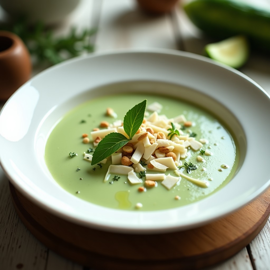 Sopa Fría de Pepino y Mentira con Virutas de Queso Feta: Receta griega sin cocción