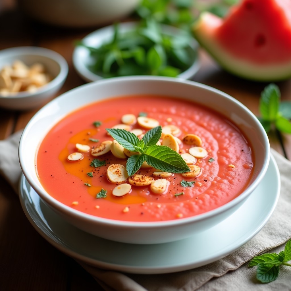 Sopa Fría de Sandía y Tomate: Receta Vegana con Toque Andaluza en 10 Minutos