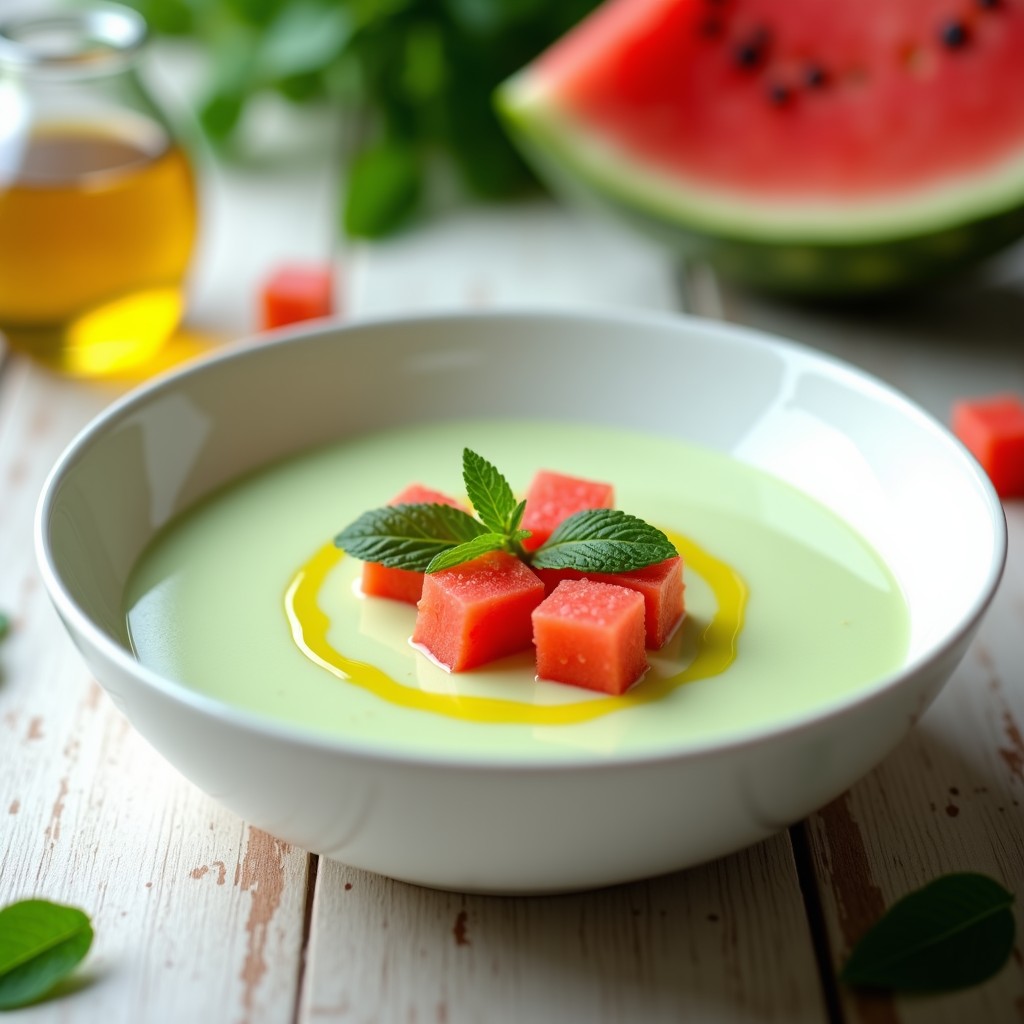Sopa Fría de Yogur de Soja y Hierbabuena con Trozos de Sandía: Receta Turca Refrescante