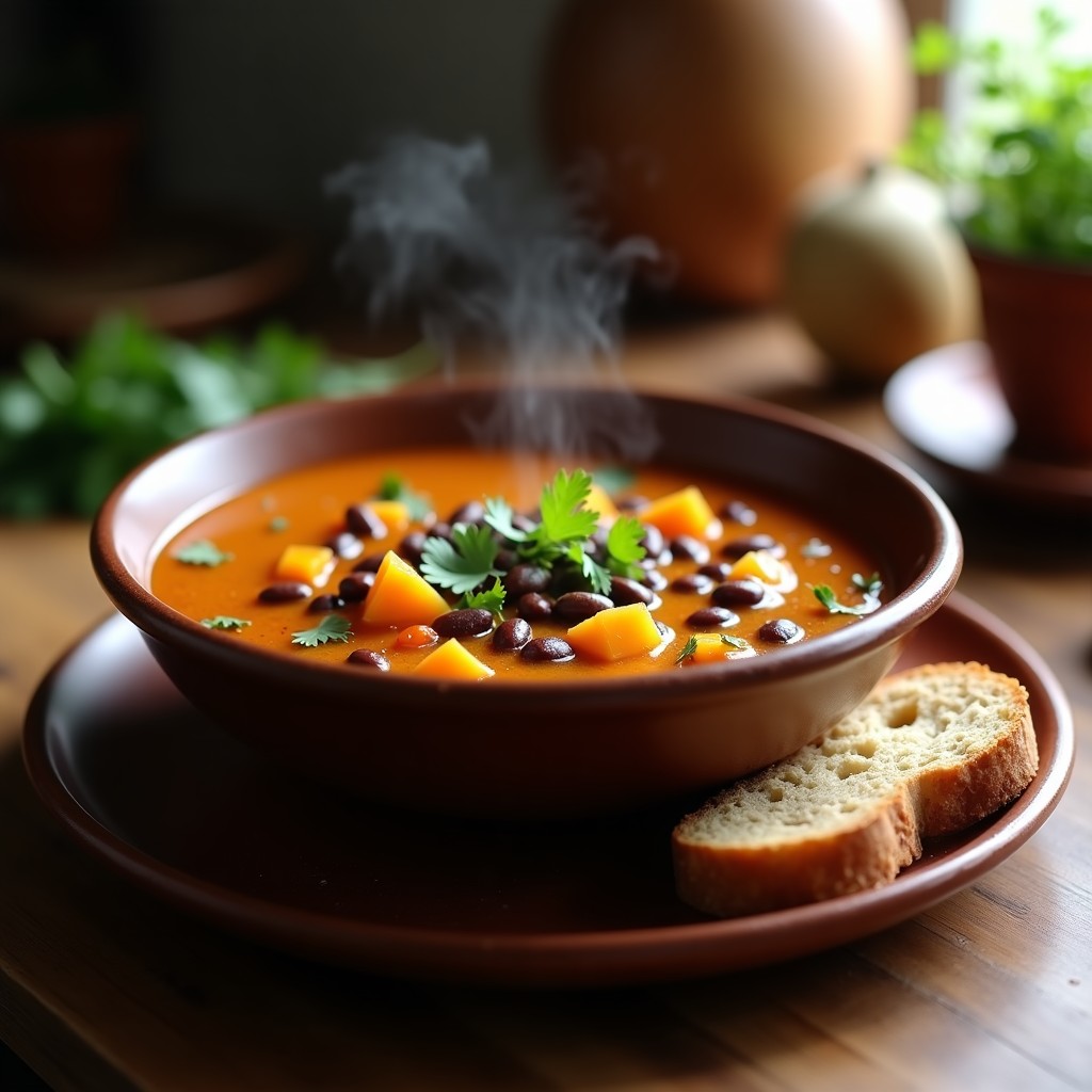Sopa de Frijoles Negros y Calabaza con Especias Cajún: Receta en Olla Exprés y Alta en Fibra