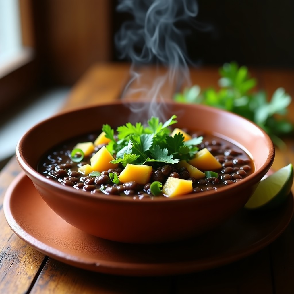 Sopa de Lentejas Negras con Yuca y Cilantro: Receta Cubana en Olla Express