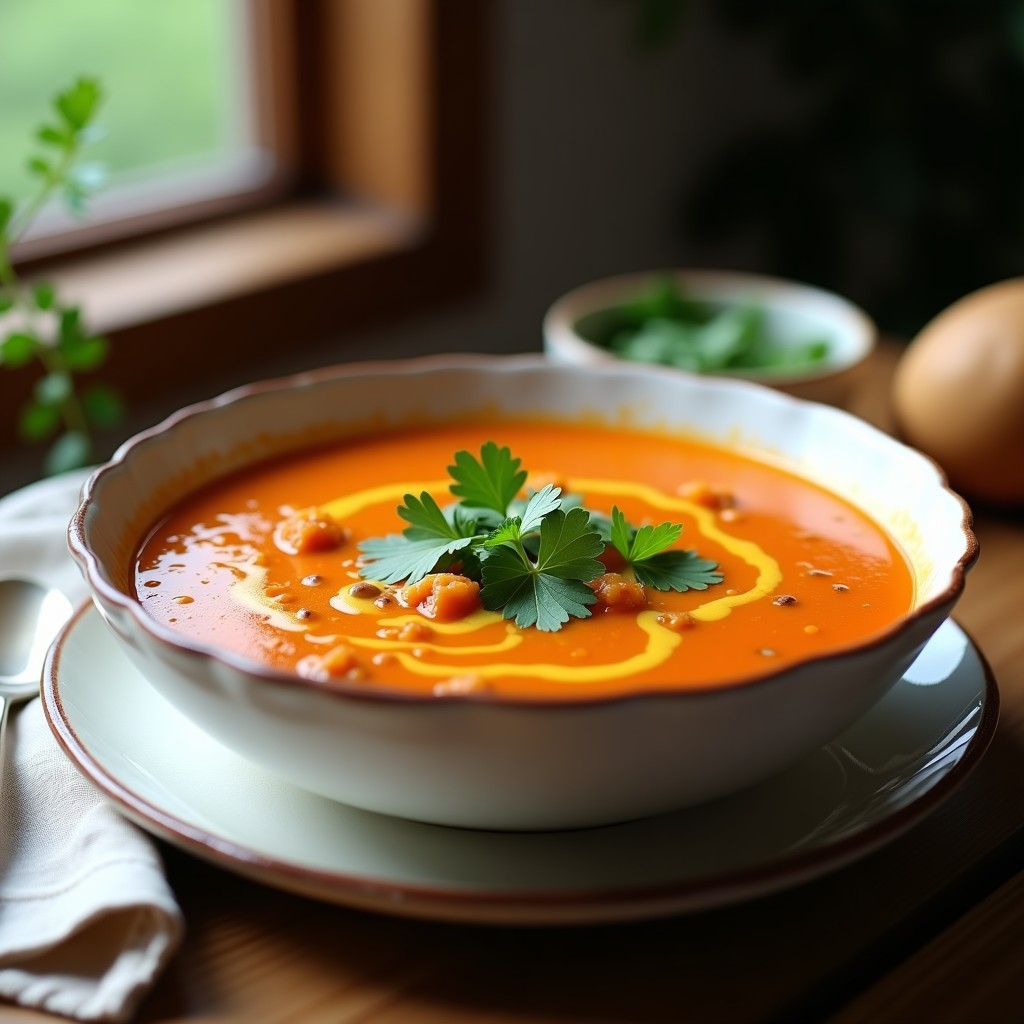 Sopa de Lentejas Rojas y Jengibre con Espinacas: Receta en Thermomix Depurativa y Vegana