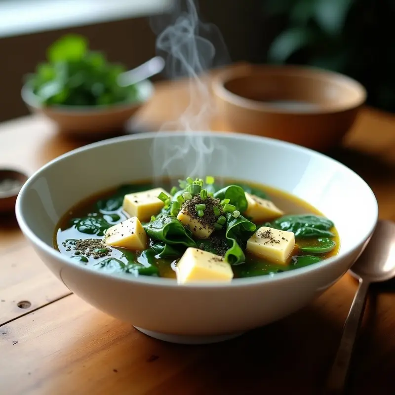 Sopa de Miso con Zaatar y Espinacas: Receta Reconfortante en 15 Minutos con Toque Japonés