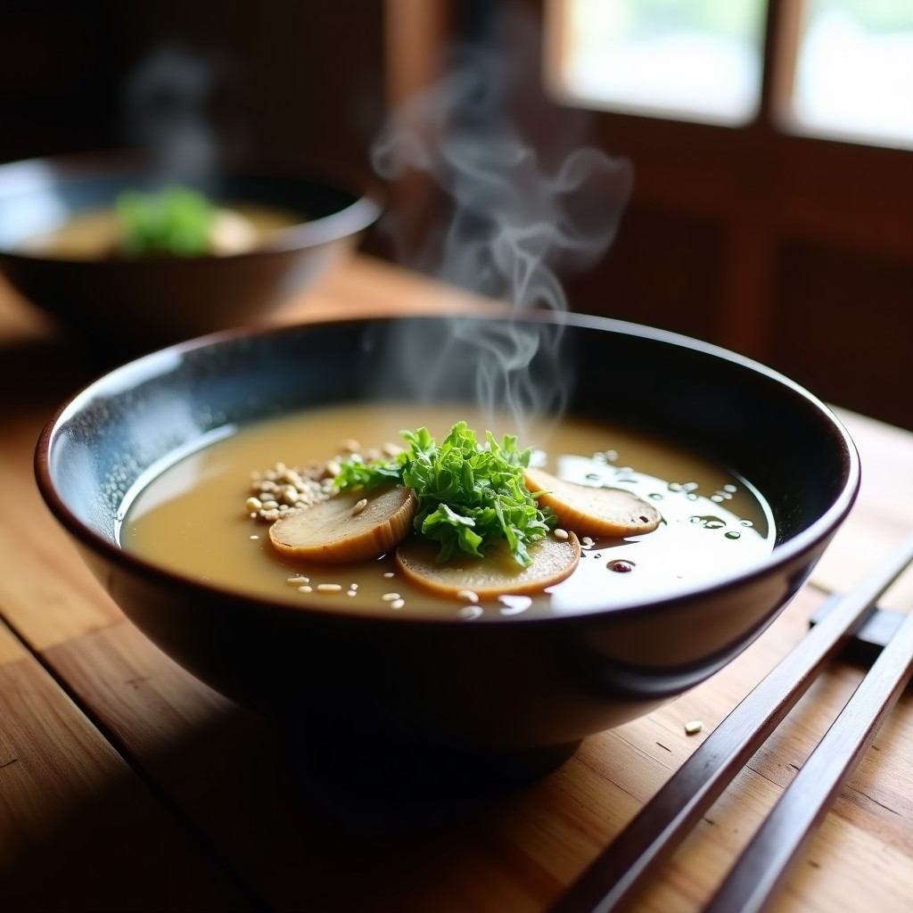 Sopa de Misoshiru con Champiñones Portobello y Wakame: Receta Japonesa Reconfortante en 15 Minutos