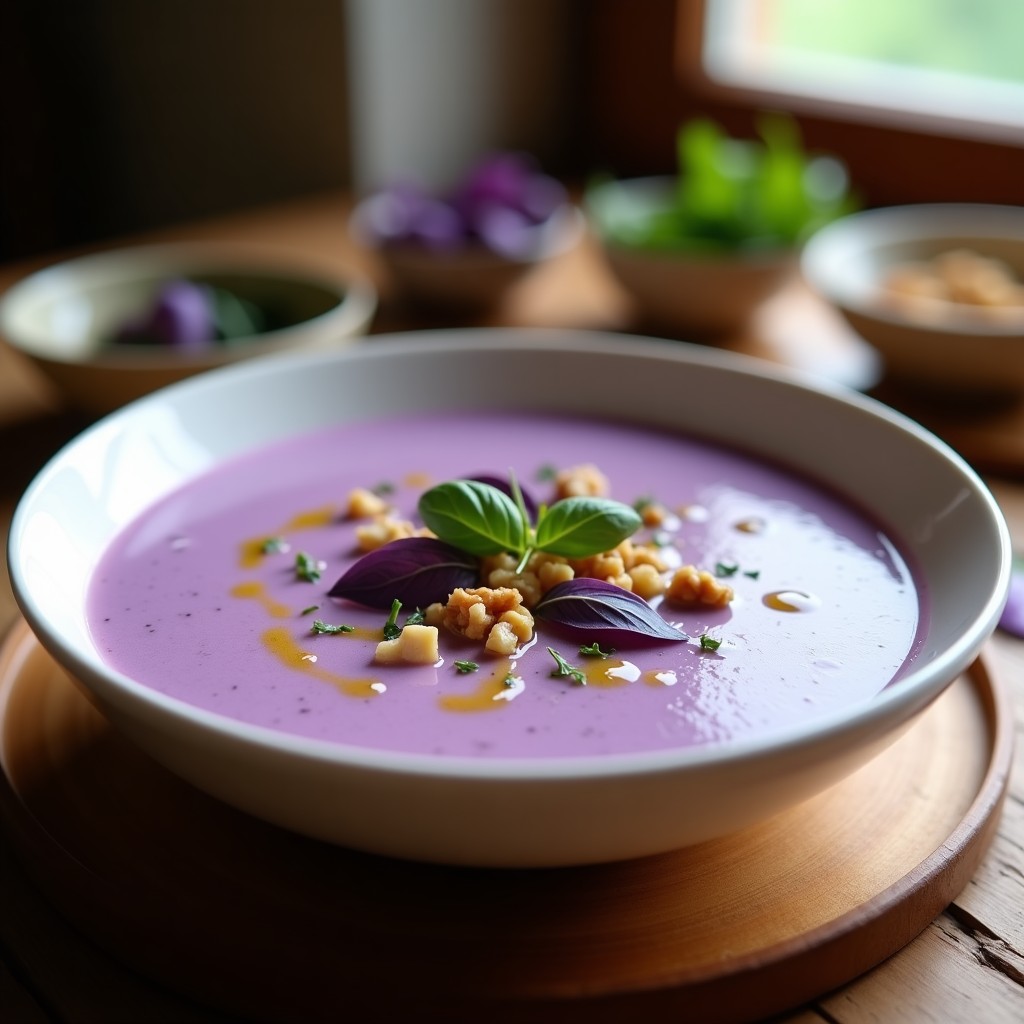 Sopa de Queso de Cabra y Albahaca Morada: Receta en Airfryer Sin Leche