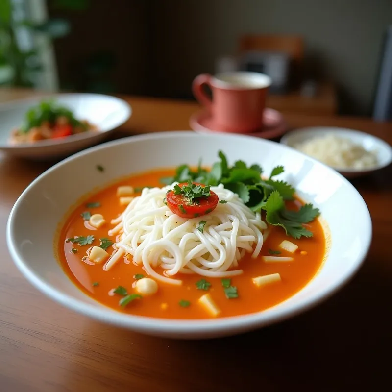 Sopa Thai de Pasta de Arroz y Coco: Receta Cremosa y Aromática en 25 Minutos