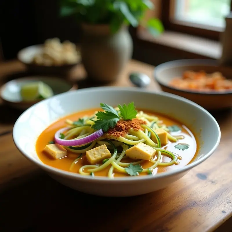 Sopa Tailandesa de Pasta de Calabacín Vegana: Receta Ultracremosa y Sin Gluten