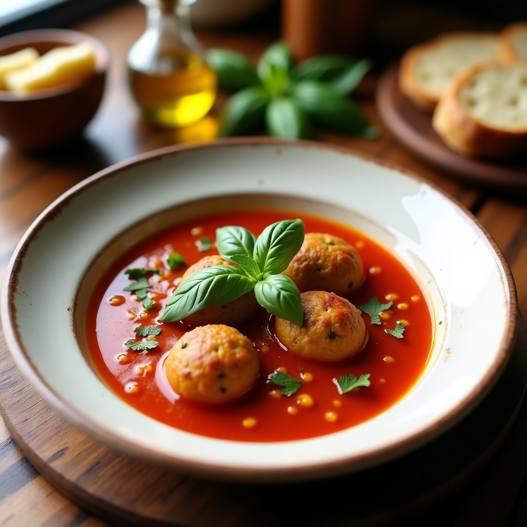 Sopa de Tomate y Albahaca con Albóndigas de Lentejas: Receta Vegana en Olla Lenta