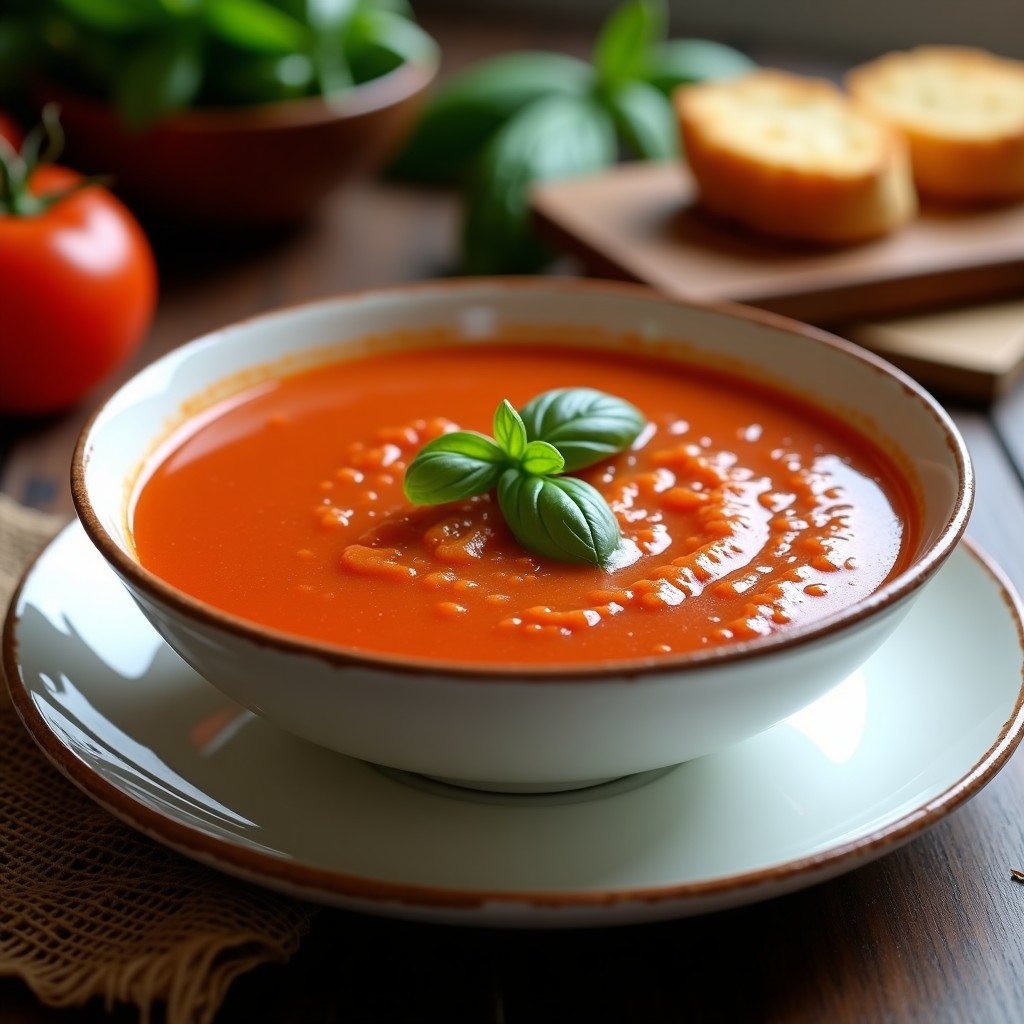 Sopa de Tomate y Albahaca con Croutons de Pan de Almendra: Receta Italiana Keto en Olla Express