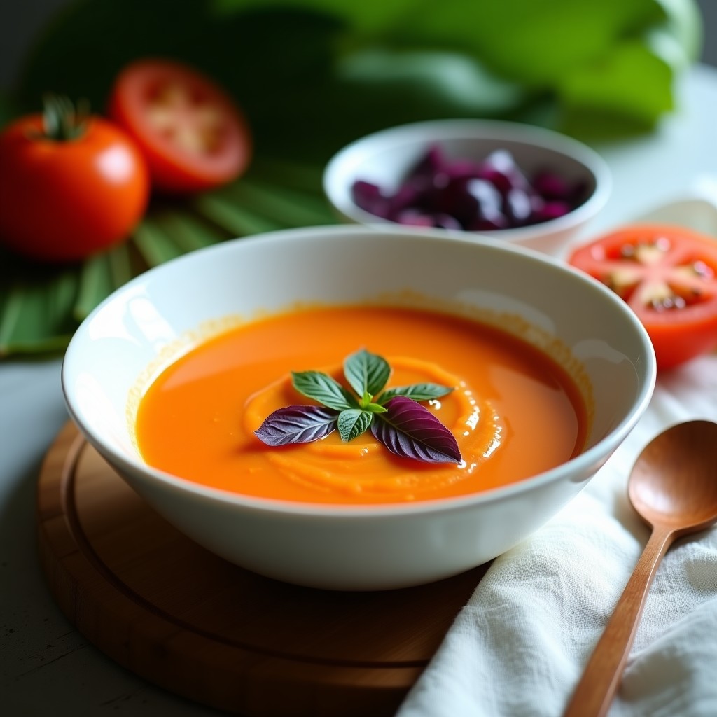 Sopa de Tomate de Árbol con Albahaca: Receta Caribeña en Olla Exprés y Sin Lácteos