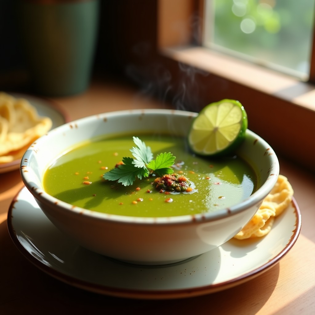 Sopa de Tomate Verde con Chile Poblano: Receta Mexicana Ligera y Sin Lactosa