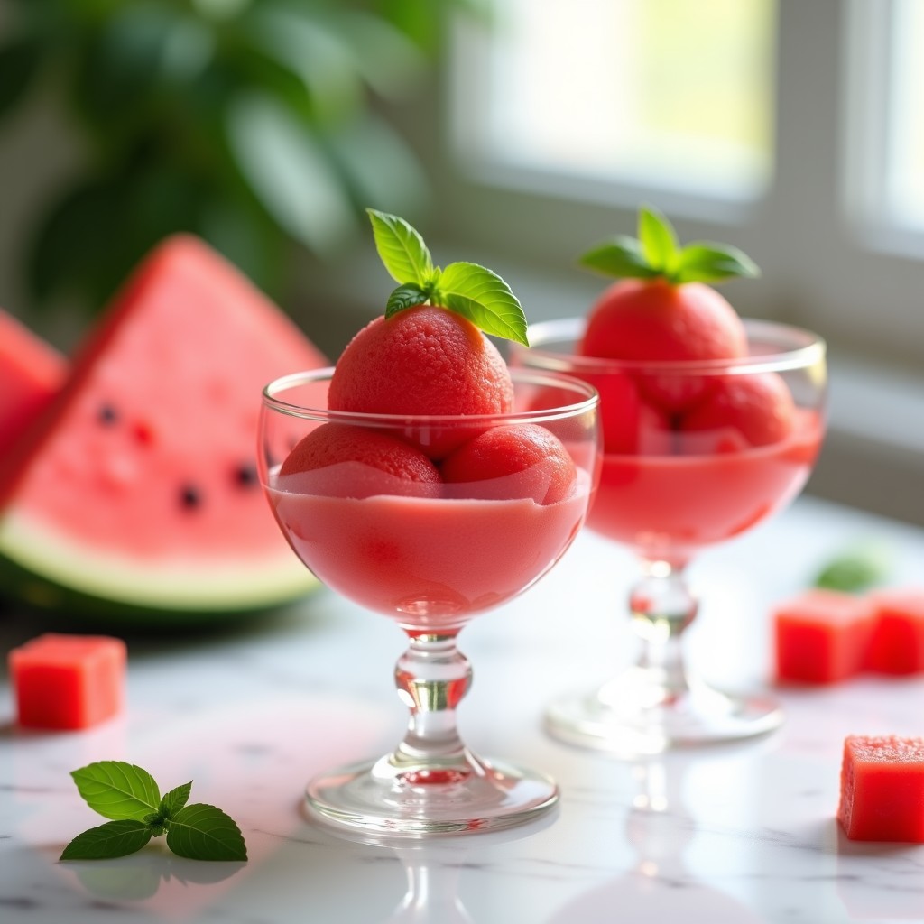 Sorbete de Sandía y Albahaca: Postre Vegano Sin Azúcar y Refrescante en 5 Minutos