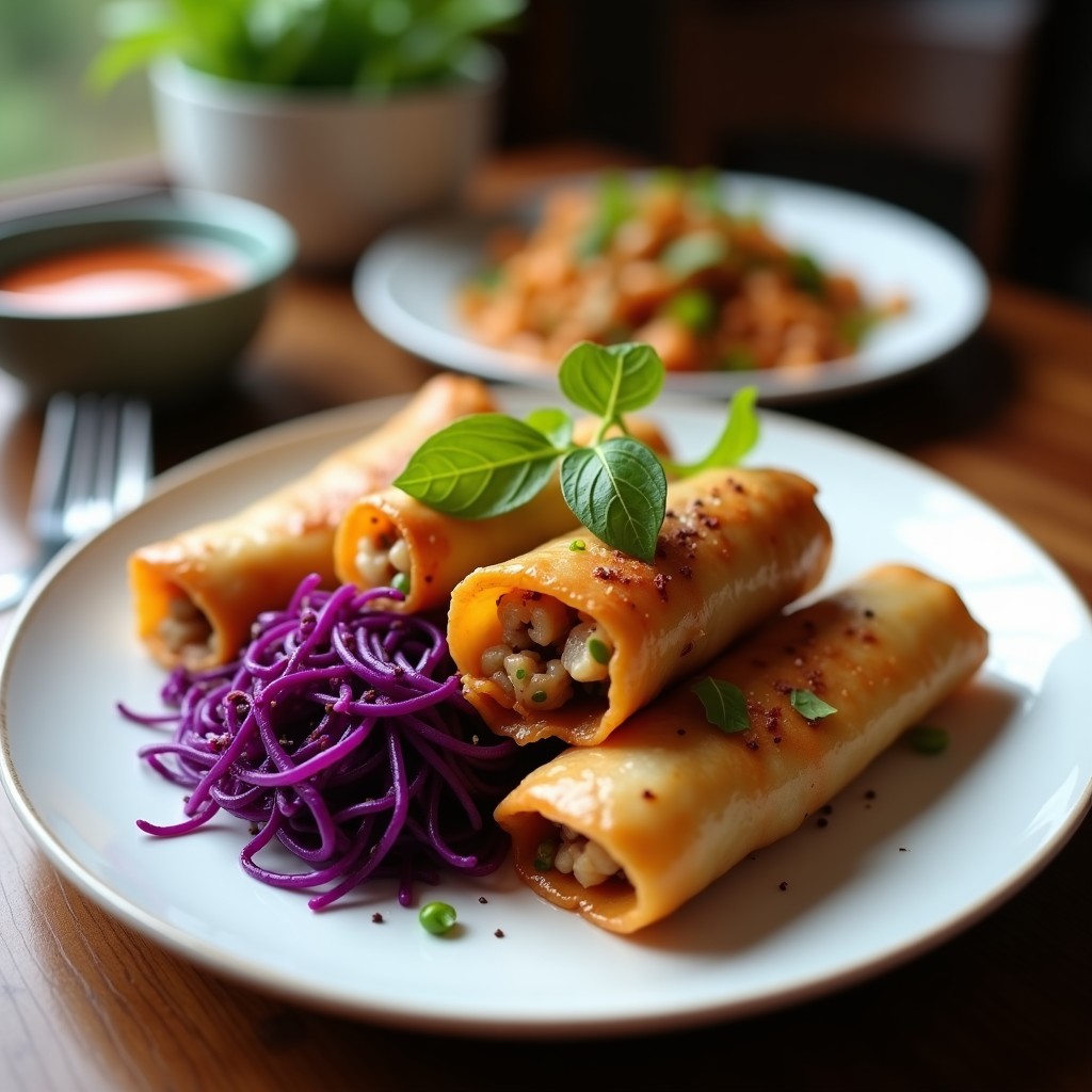 Rollitos de Spring Roll de Col Morada y Mango: Receta Vegana Crujiente en Airfryer