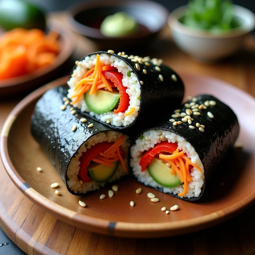 Sushi Burrito de Aguacate y Pimiento Asado: Receta Fusion Japonesa-Mexicana Sin Pescado en 15 Minutos