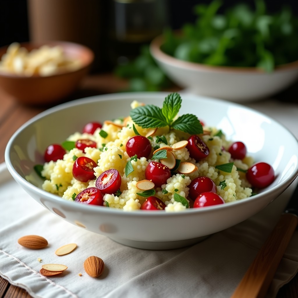 Tabulé de Coliflor y Cerezas: Ensalada Vegana Sin Gluten y Alta en Fibra en 15 Minutos