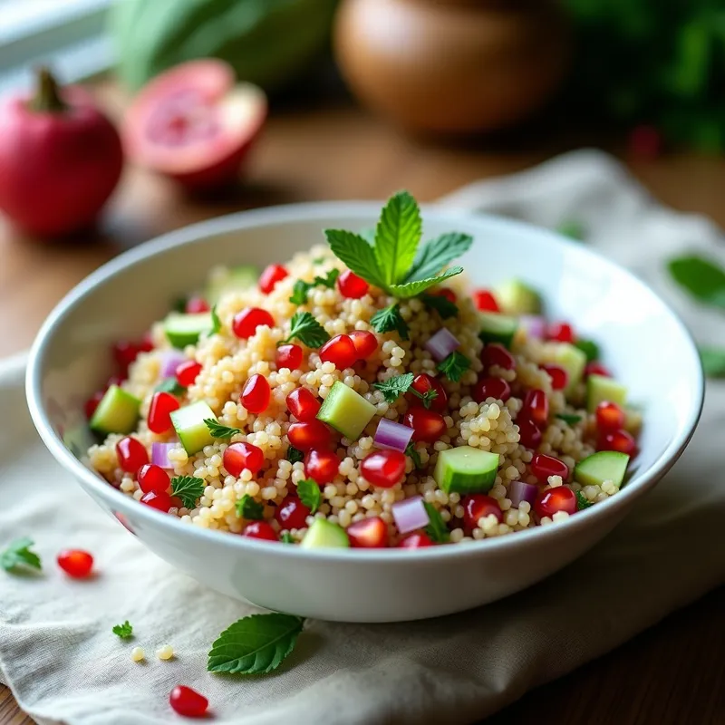Tabule de Quinoa con Granada y Menta: Receta Fresca y Alta en Proteína en 20 Minutos
