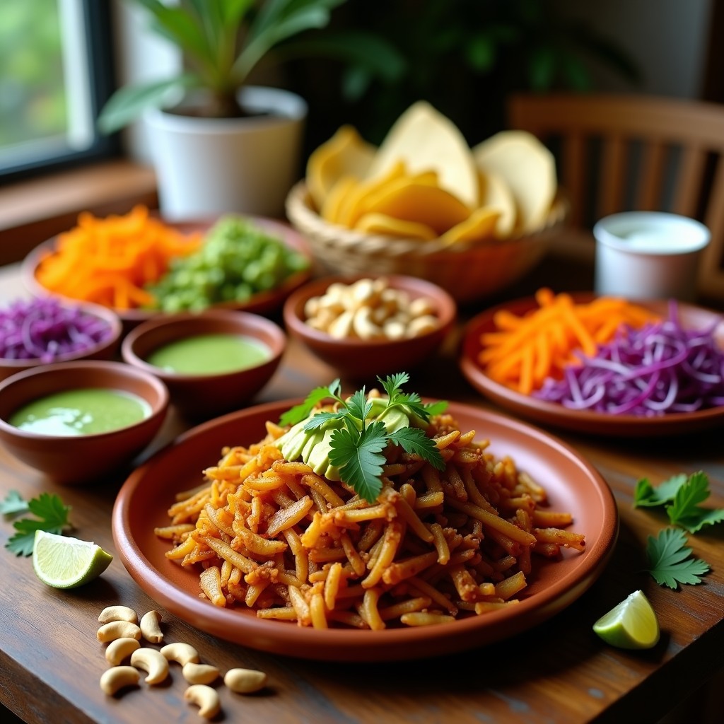 Taco Bar de Jackfruit Desmenuzado y Salsa Verde: Receta Vegana Viral