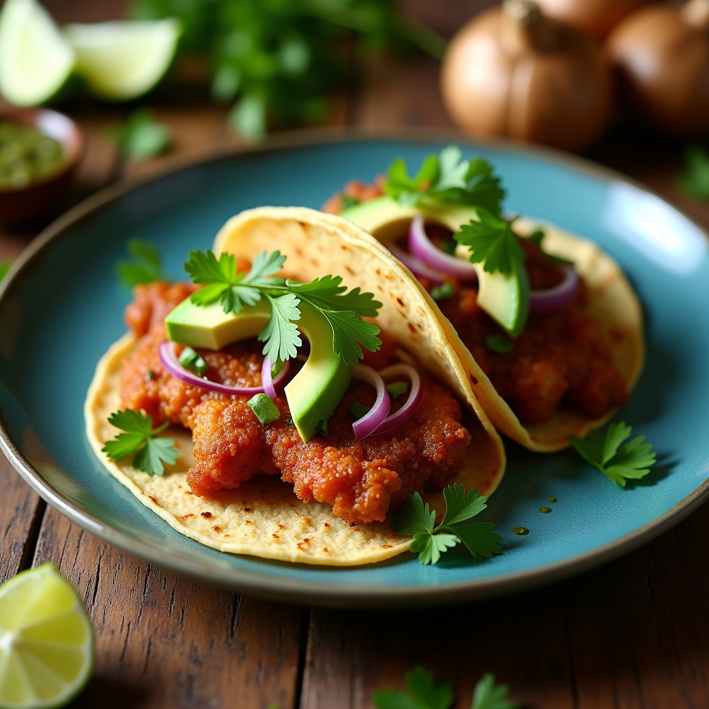 Taco de Chicharrón de Setas Portobello: Receta Vegana Crujiente en Airfryer con Adobo