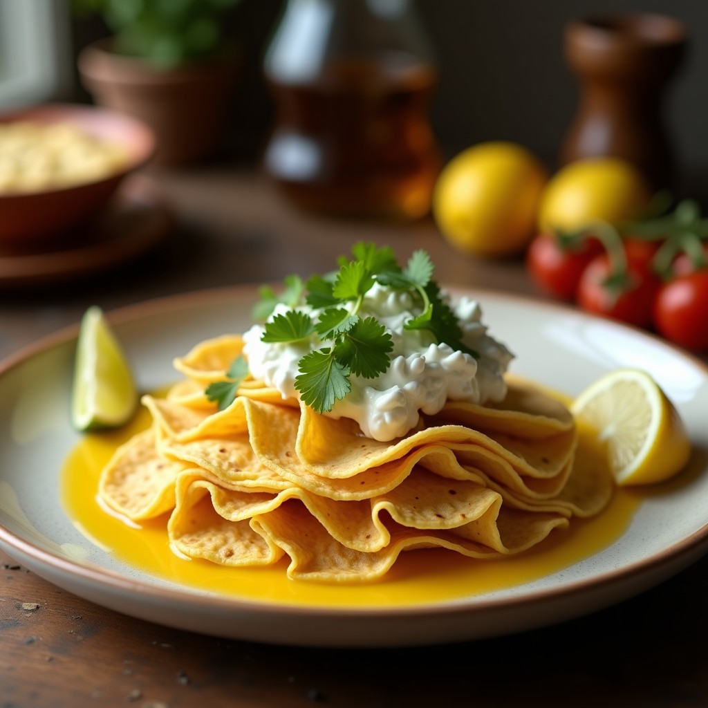 Tacones fritos dorados rellenos de queso Oaxaca derretido y gratinado, servidos en plato rústico con crema de cebolla morada y cilantro, receta mexicana crujiente.
