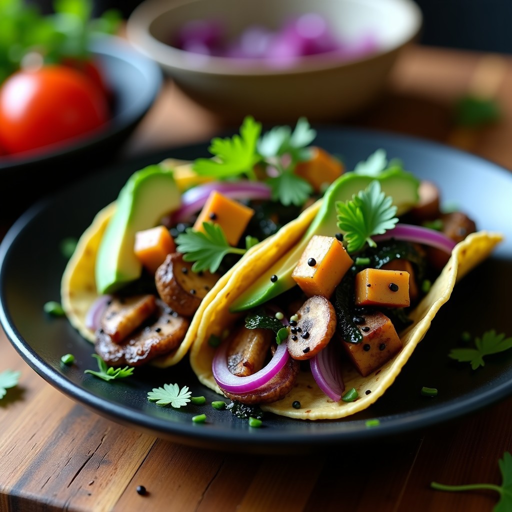 Tacos de Algas Nori y Champiñones Shitake: Receta Vegana Alta en Yodo en Airfryer