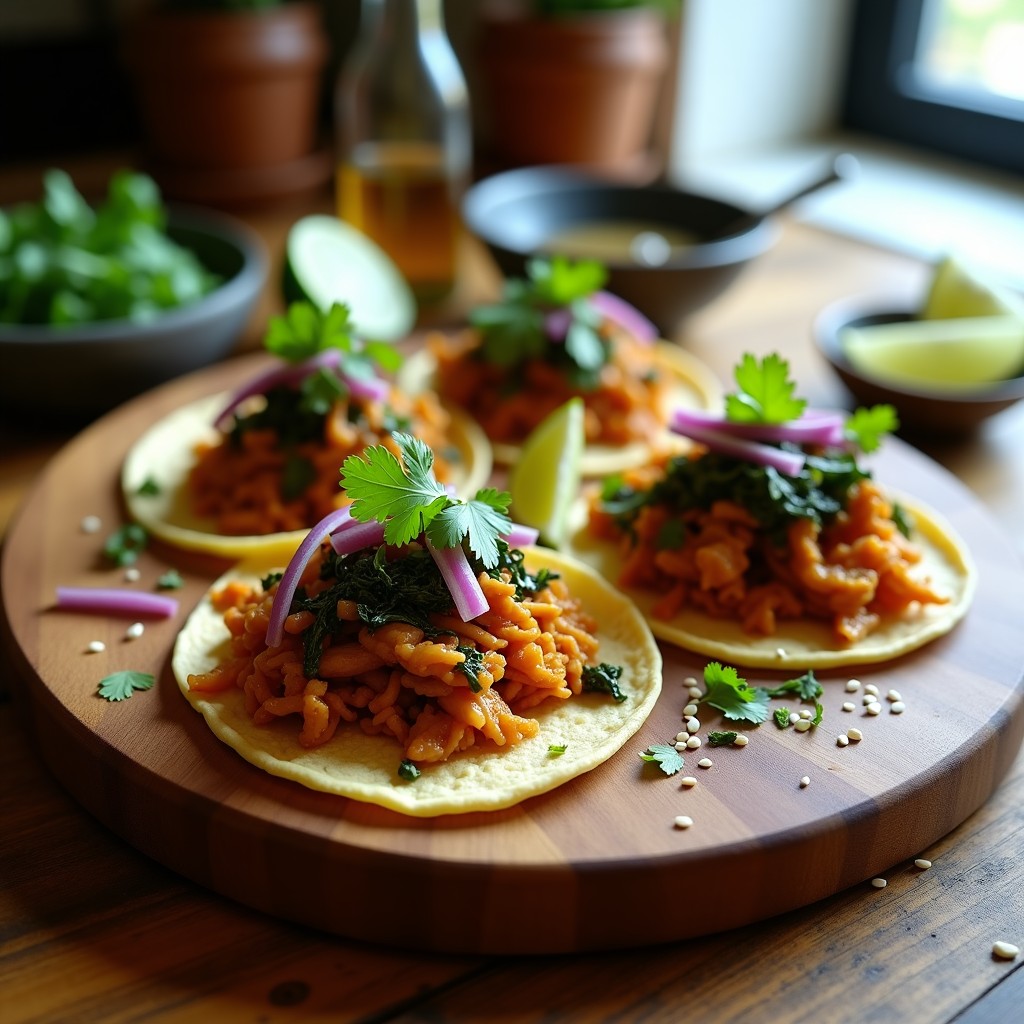 Tacos de Algas Nori y Jackfruit con Salsa de Miso: Receta Vegana en Airfryer