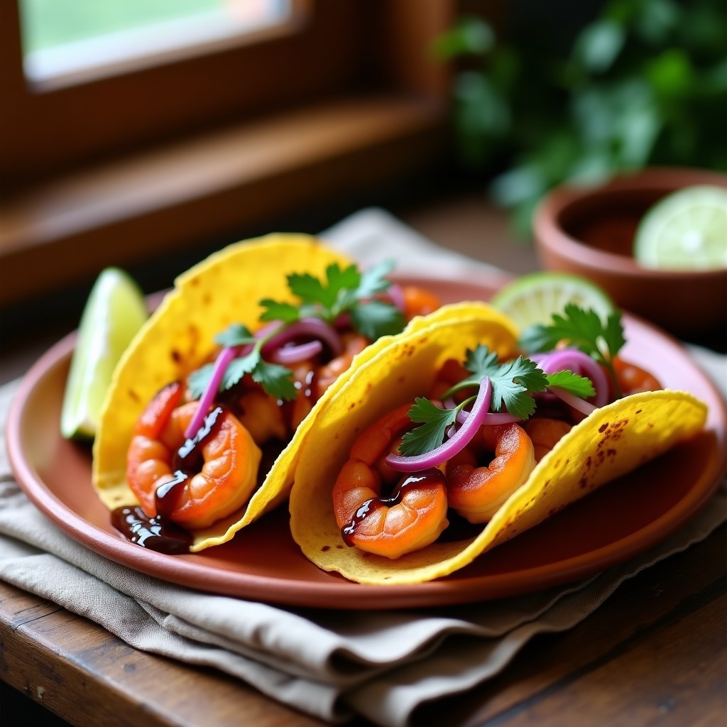 Tacos de Camarón al Mechudo: Receta Mexicana con Salsa de Chile Pasilla en Airfryer