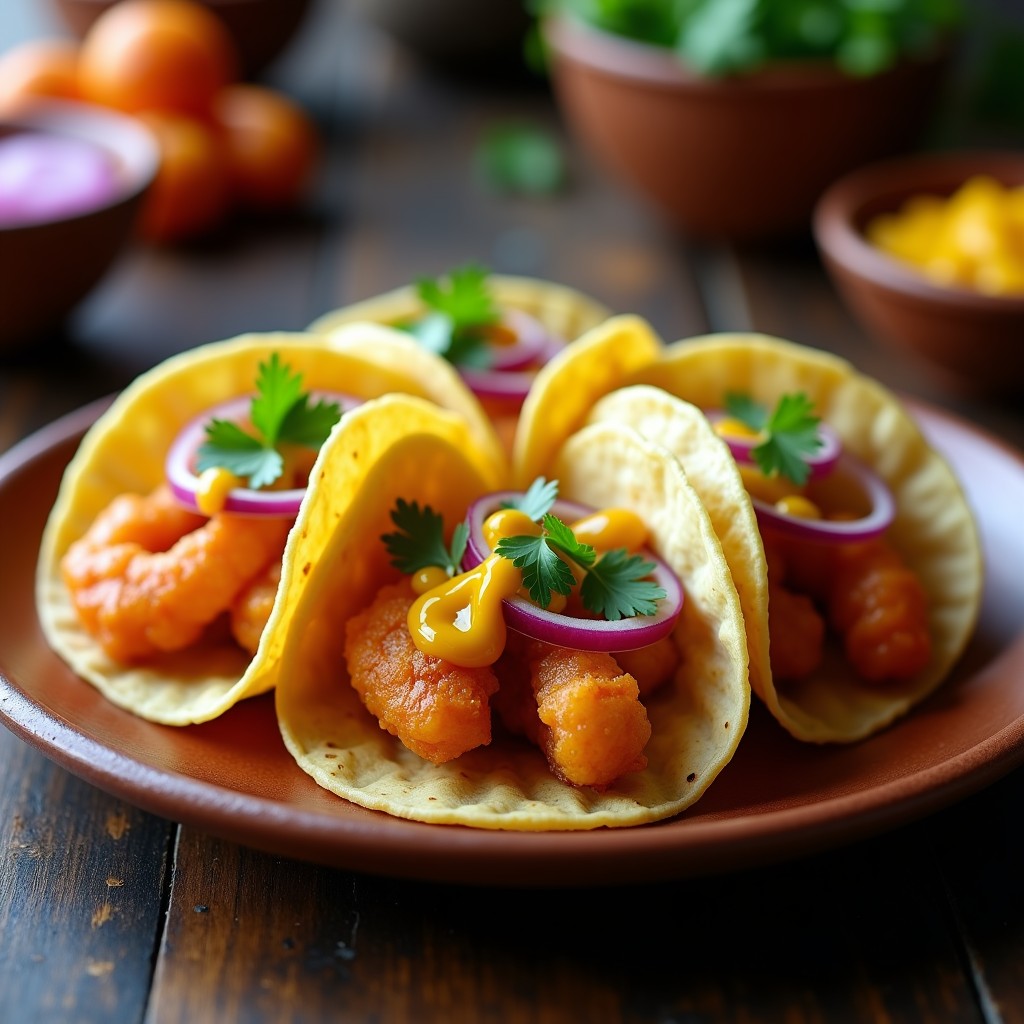 Tacos de Camarón y Tamarindo con Salsa de Ají Amarillo: Receta Peruan Anatoliana en Airfryer