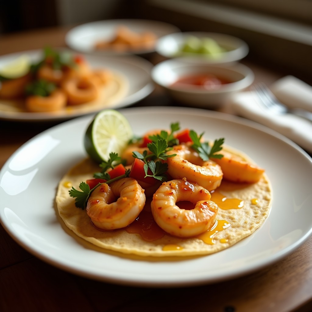 Tacos de Camarones al Ají Panca y Miel: Receta Peruana Picante-Dulce en Airfryer
