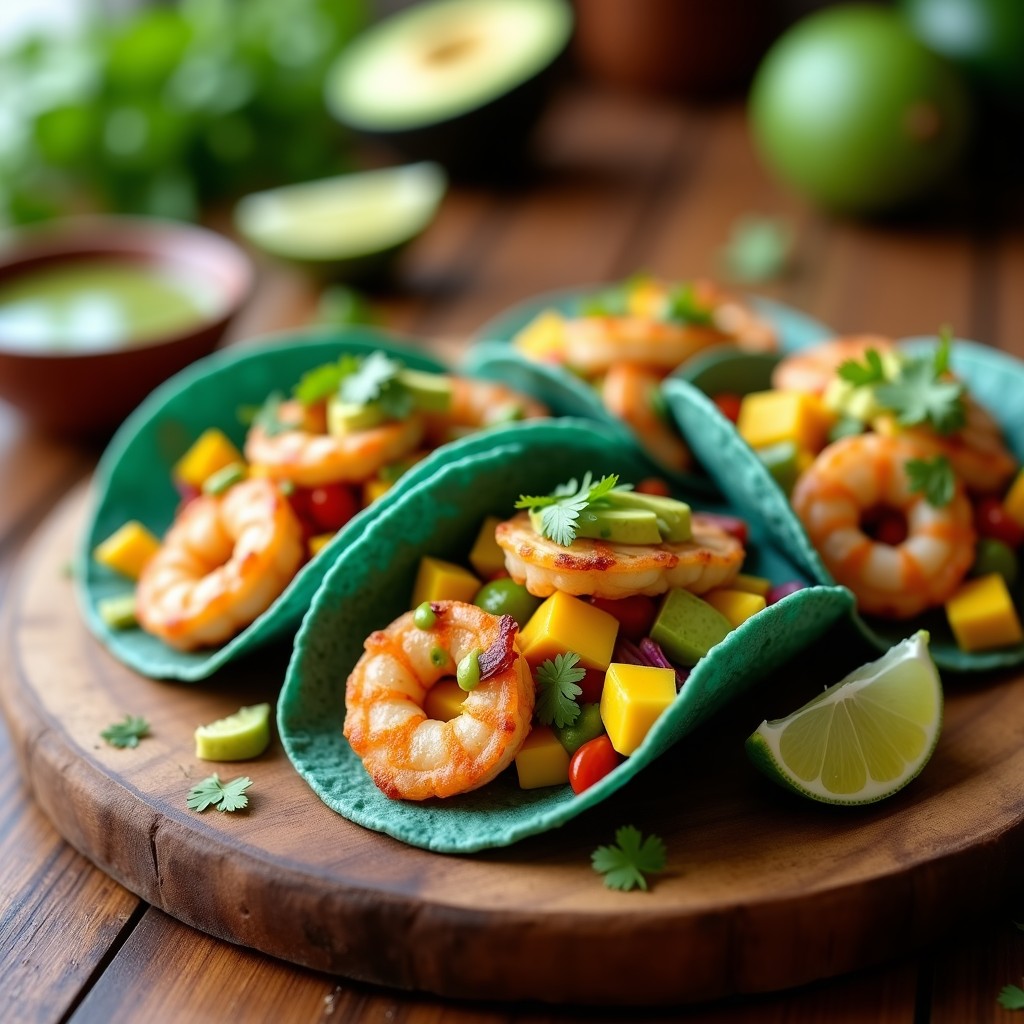 Tacos de Camarones al Ajillo y Mojo de Cilantro: Receta en Airfryer con Sabor Caribeño