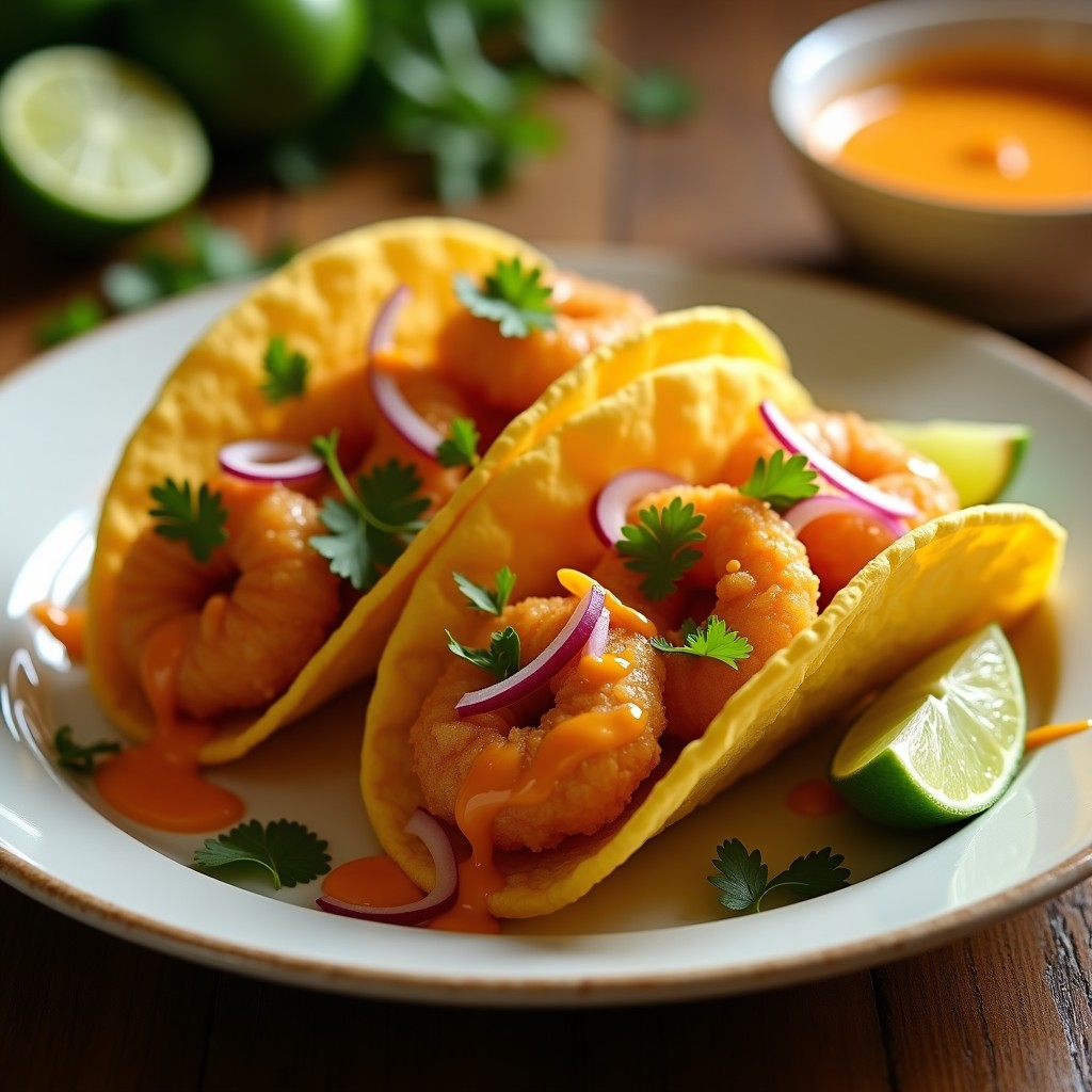 Tacos de Camarón Tempura con Salsa de Chipotle y Mango: Receta Fusion en Airfryer