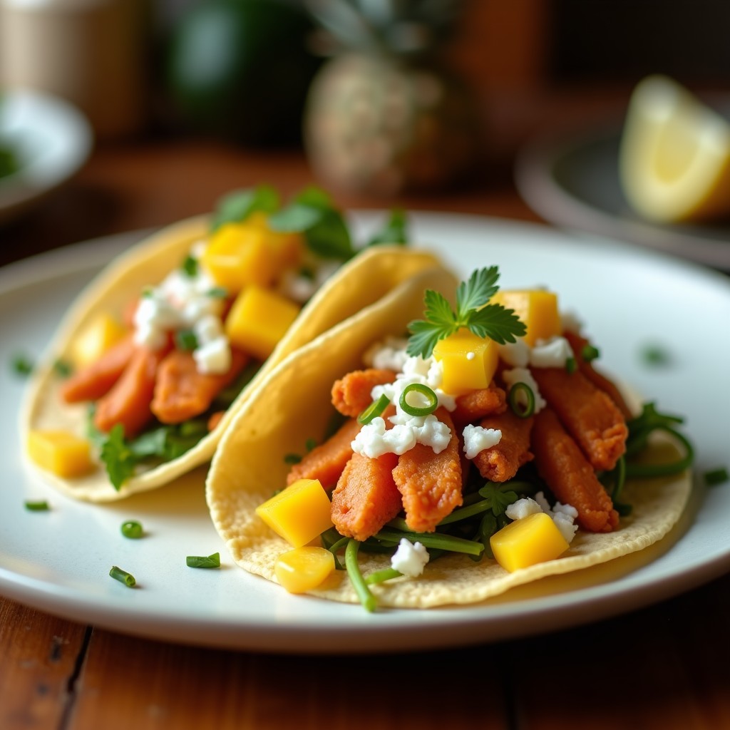 Tacos de Cangrejo de Coco y Mango: Receta Caribeña Vegana en Airfryer