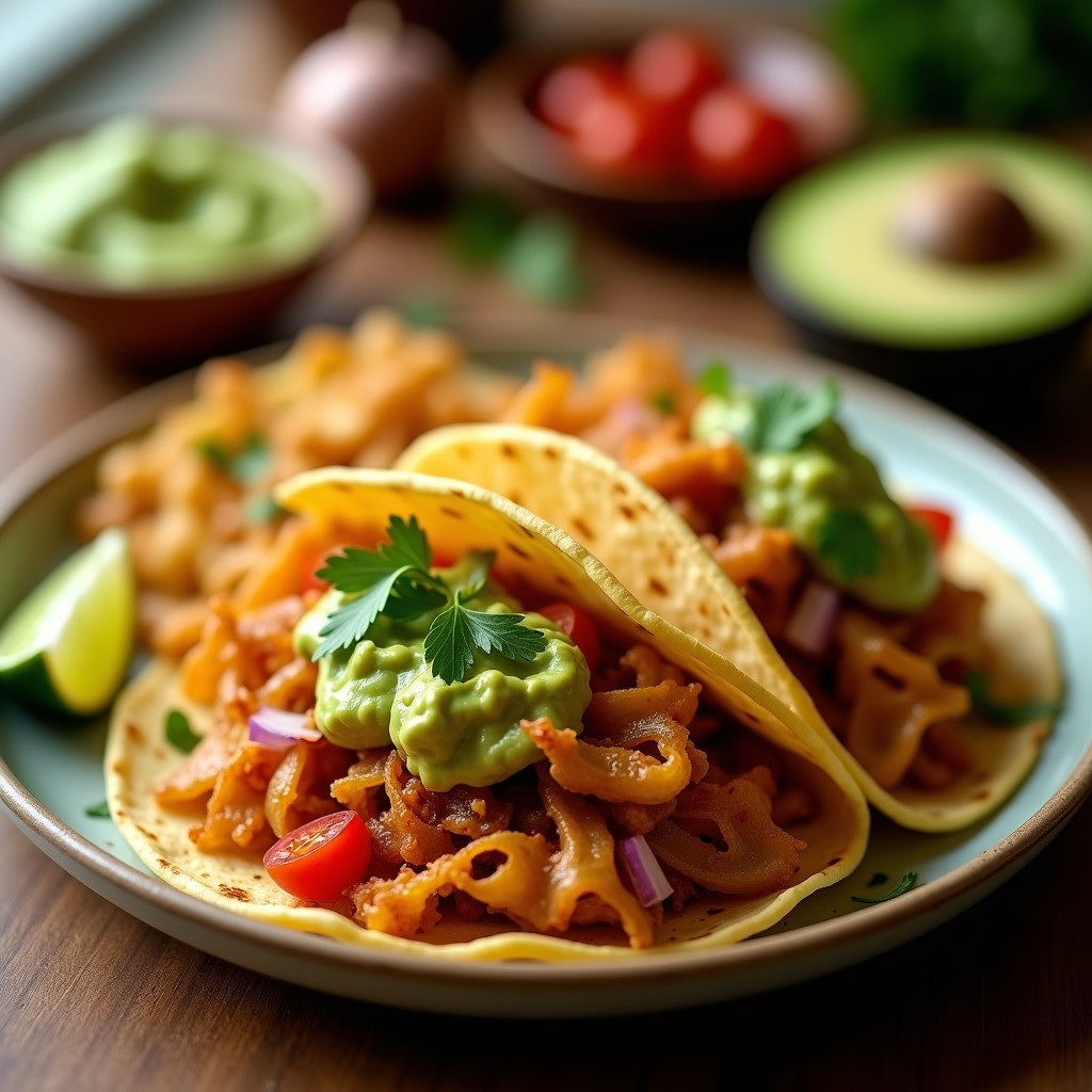 Tacos de Chicharrón de Col Rellena de Guacamole: Receta Sin Carne en Airfryer