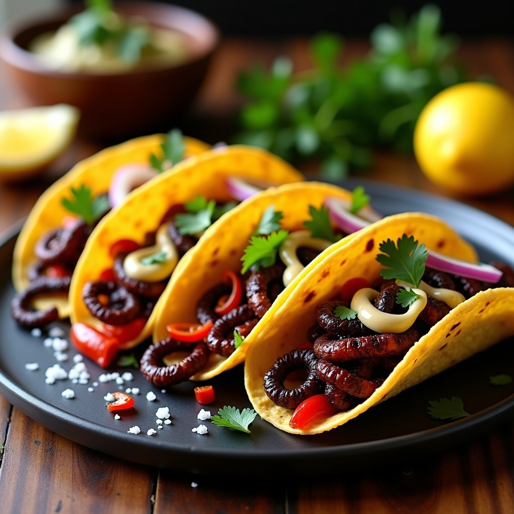 Tacos de Chipirones en su Tinta con Alioli de Ajo Negro: Receta en Airfryer Sin Freír