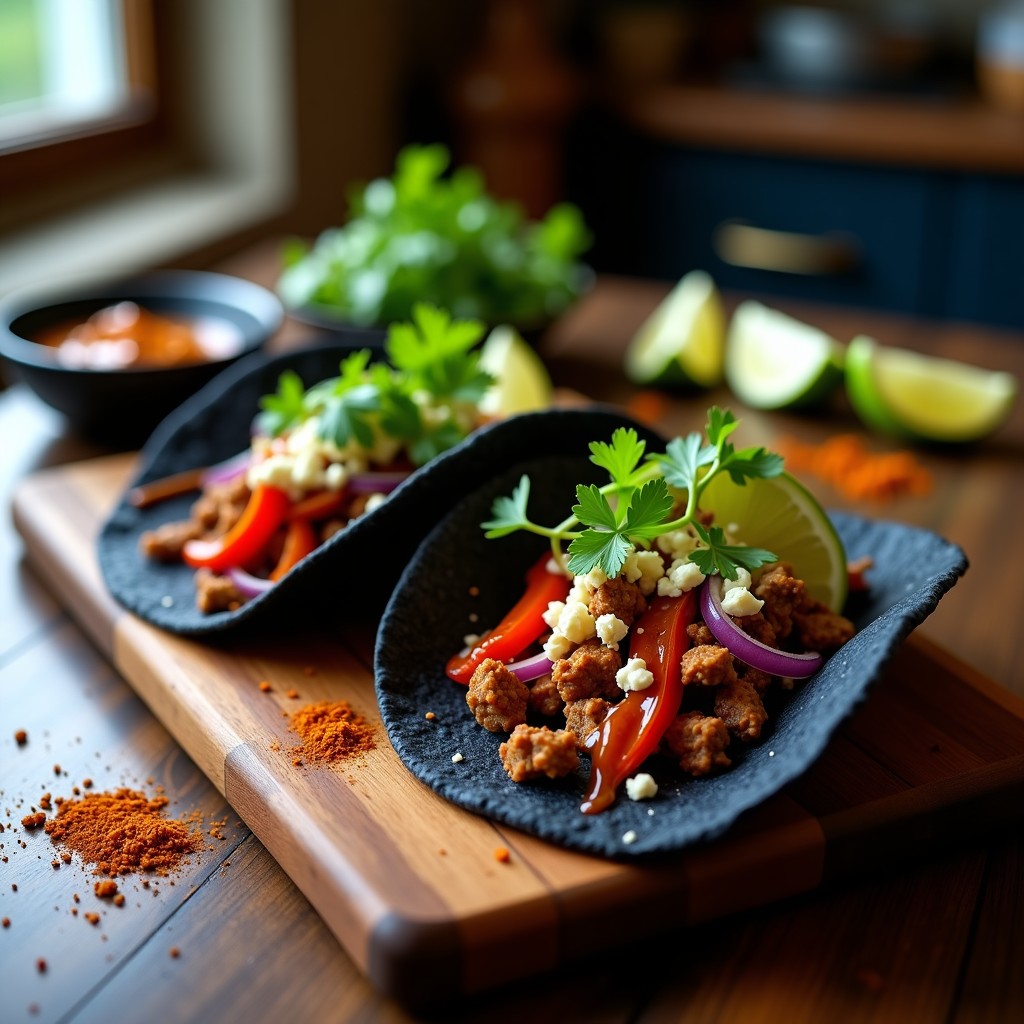 Tacos de Chorizo Vegano y Faisán: Receta Mexicana con Toque Gourmet en Airfryer en 20 Minutos