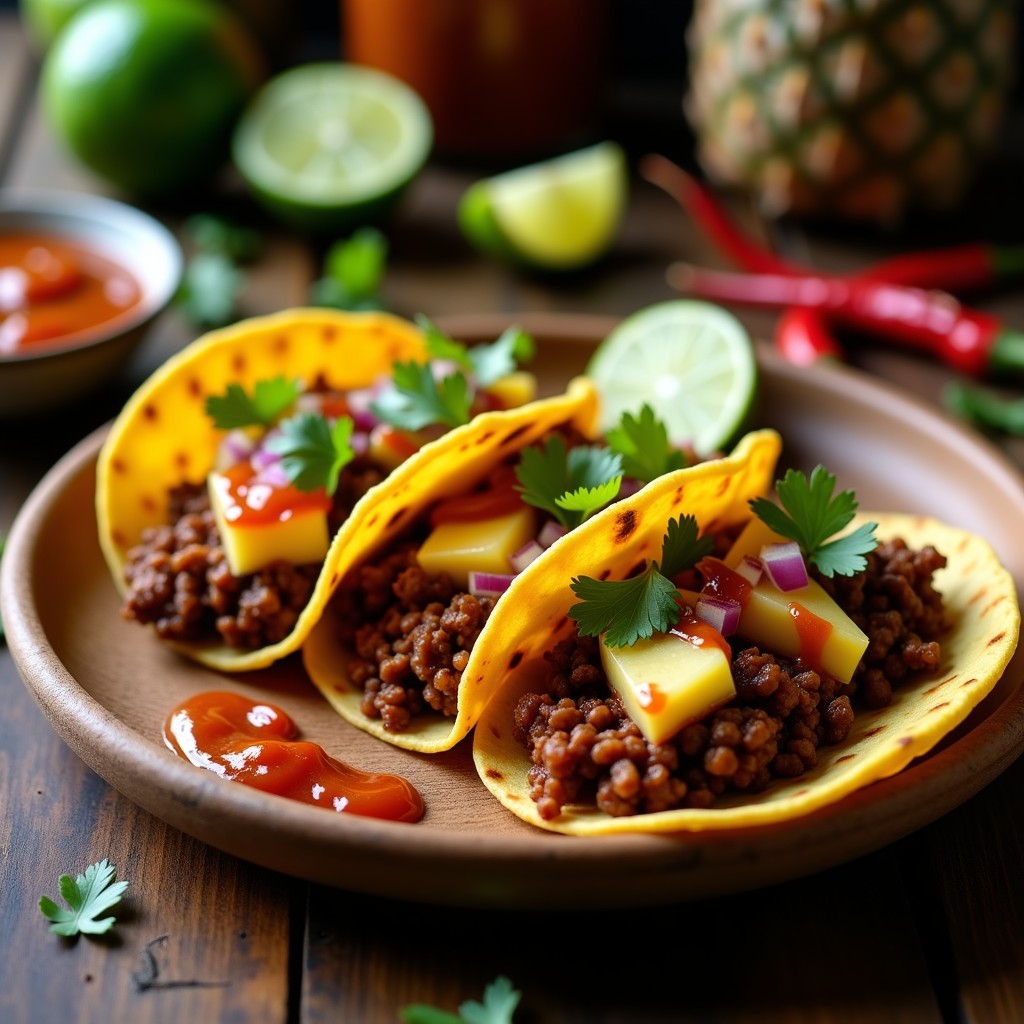 Tacos de Chorizo Vegano y Piña: Receta en Airfryer con Salsa de Chipotle y Adobo
