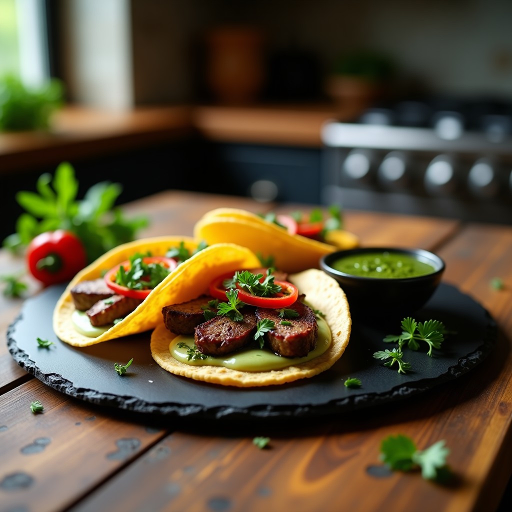 Tacos de Cordero al Chimichurri con Puré de Coliflor: Receta Argentina Keto en Airfryer