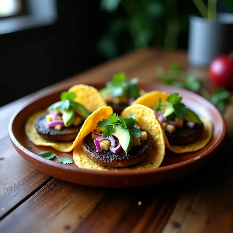 Tacos de Hongo Portobello Ahumado: Receta en Airfryer en 15 Minutos y Sin Aceite