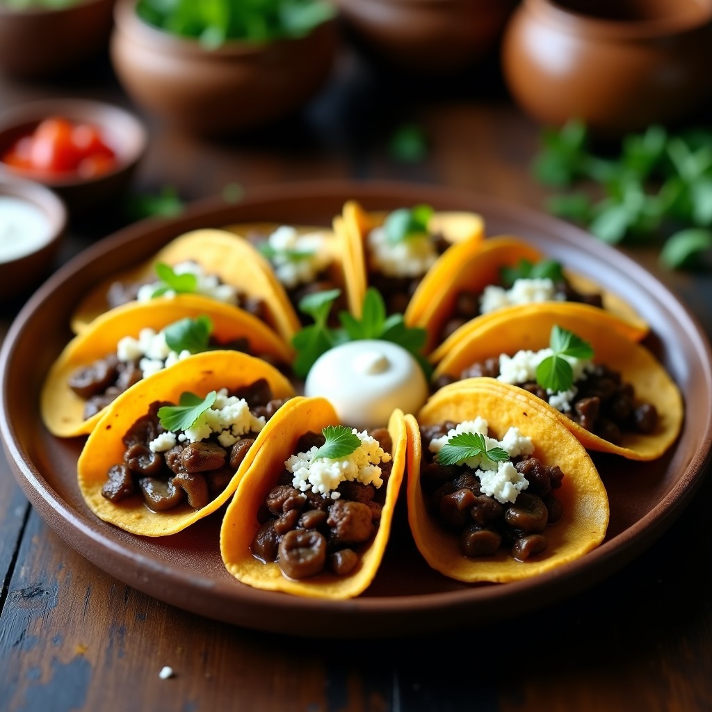 Tacos Dorados de Huitlacoche y Portobello: Receta Gourmet Mexicana con Toque Crujiente