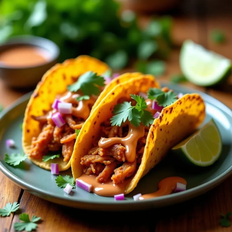 Tacos Dorados de Jackfruit Ahumado: Receta Vegana con Salsa Chipotle en 20 Minutos