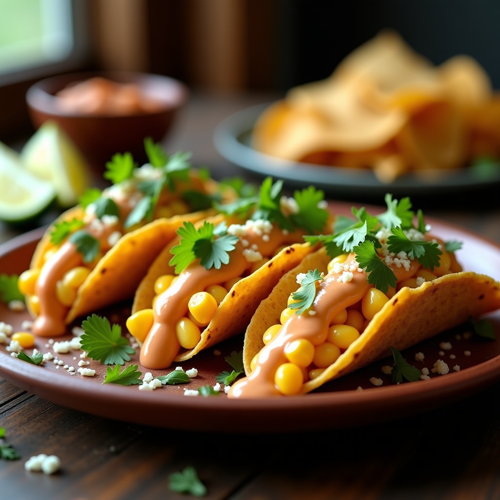 Tacos de Elote y Queso Cotija: Receta Mexicana en Airfryer con Salsa de Chili