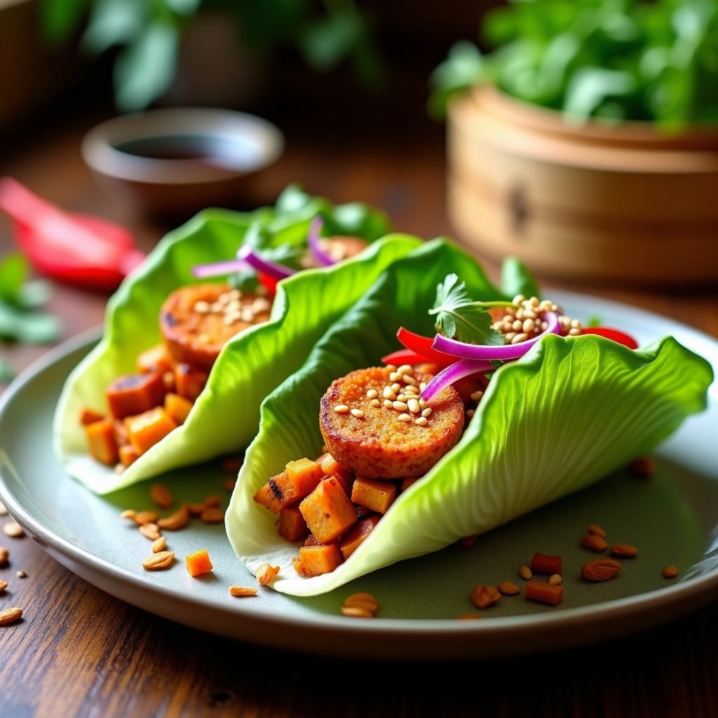 Tacos de Flautas de Loto y Tofu Ahumado: Receta China Vegana en Airfryer