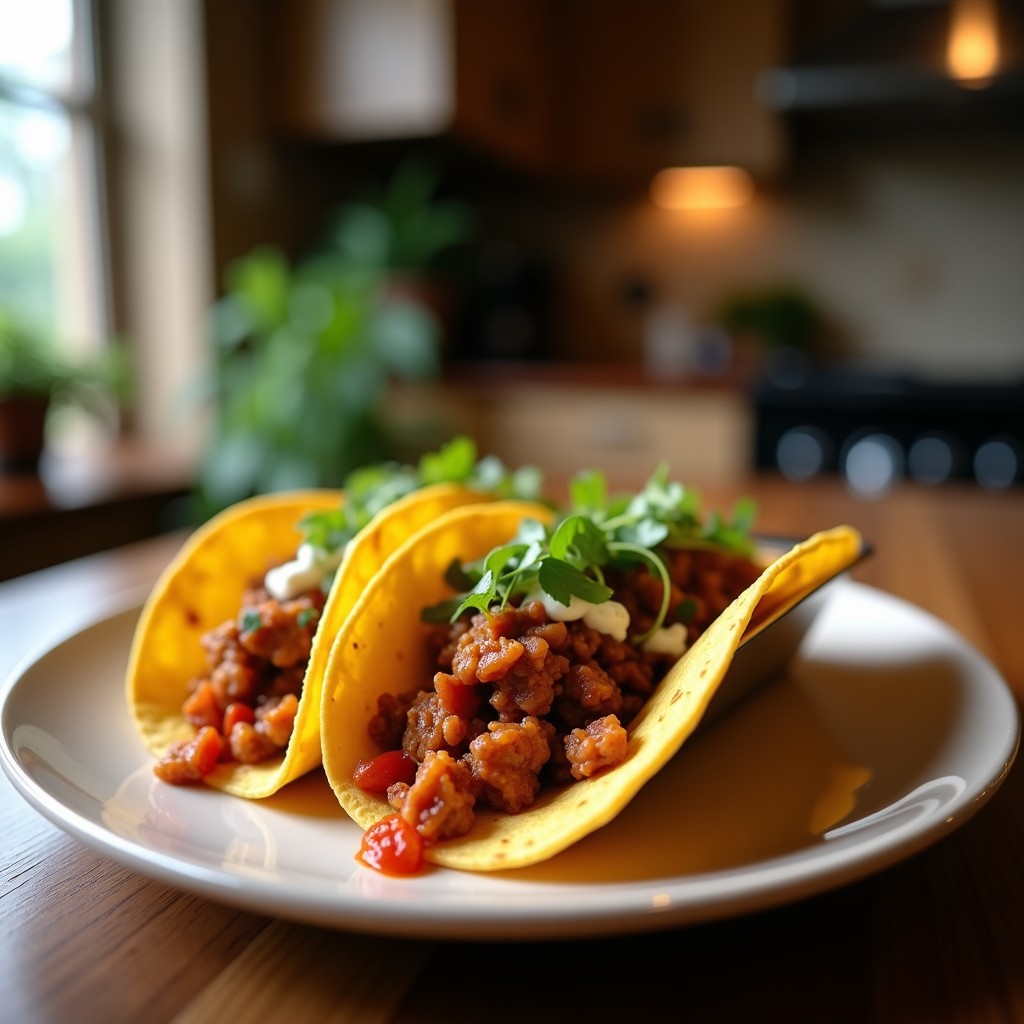 Tacos de jackfruit al pibil veganos en plato de barro, con cebolla morada, cilantro y tortillas de maíz doradas, receta al horno.