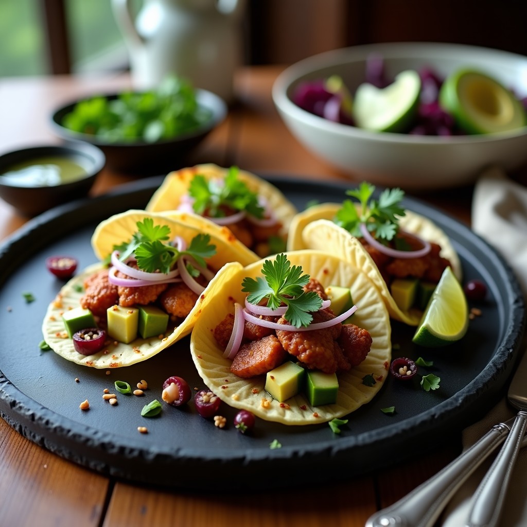 Tacos de Jicama con Pulpo a la Gallega y Salsa de Algas: Receta Fusion Mexicana-Española