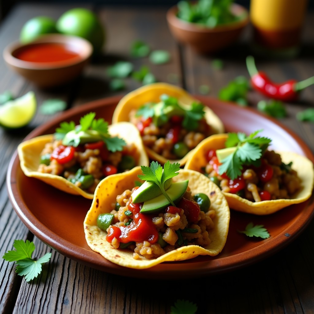 Tacos de Nopales y Hongos Ostra: Receta Vegana con Salsa de Chile de Árbol