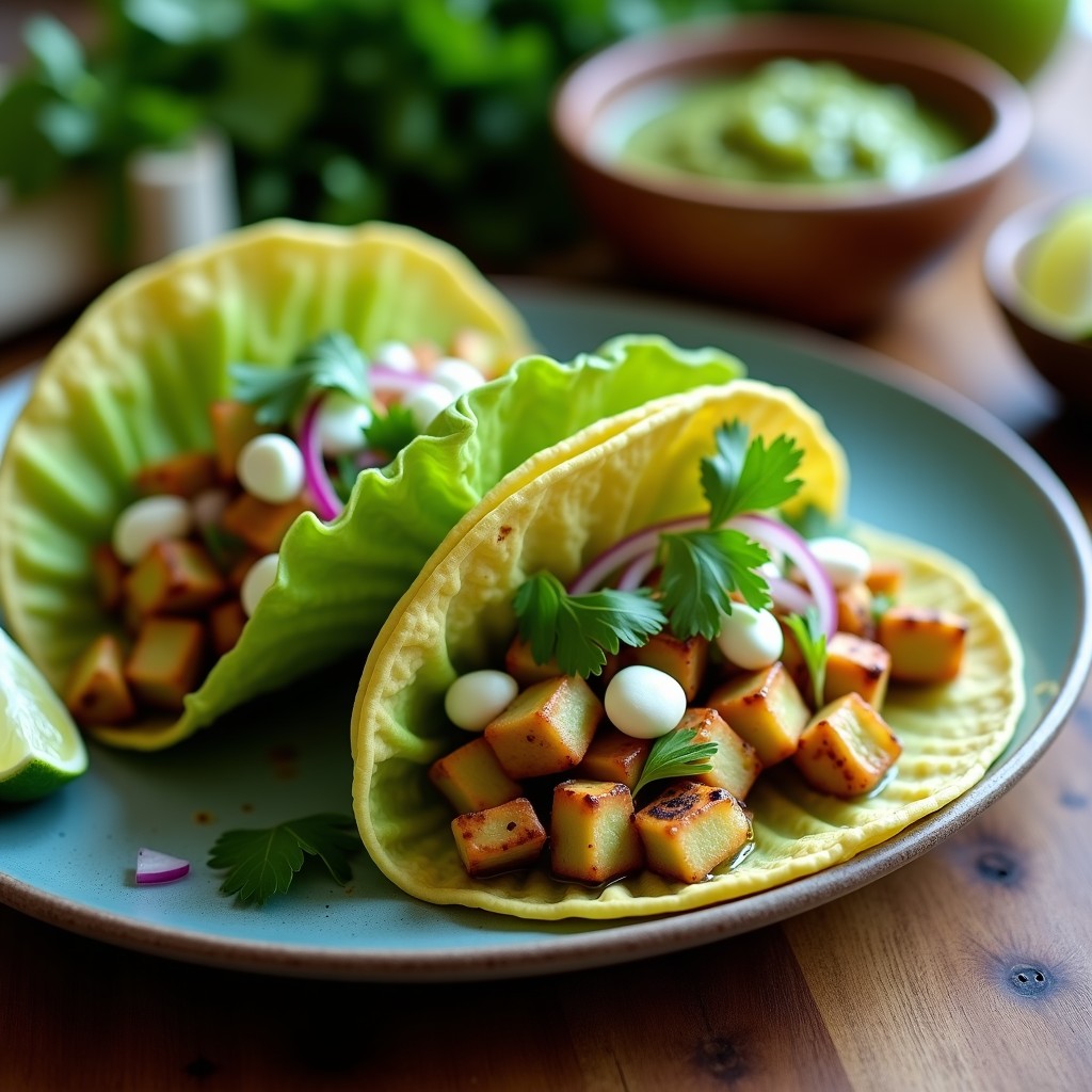 Tacos de Nopales y Queso Panela con Salsa Verde Cruda: Receta Mexicana en 15 Minutos