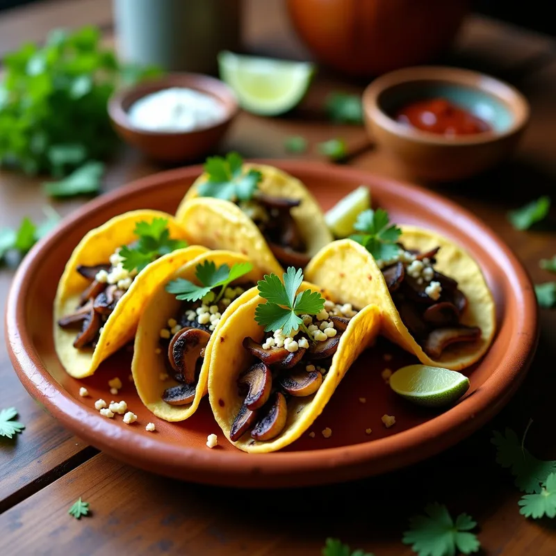 Tacos Ongi con Hongos Shitake Ahumados: Receta Tradicional Coreana con Toque Mexicano en 30 Minutos
